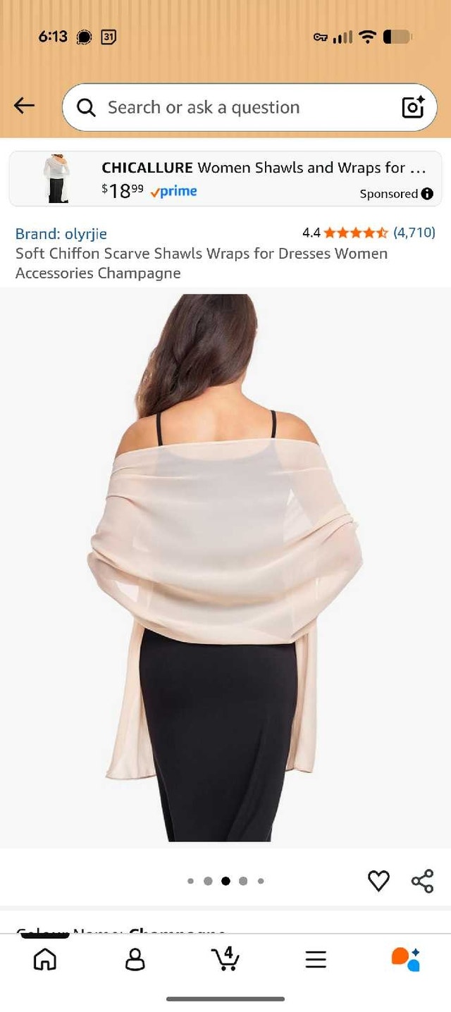 Soft Chiffon Scarf in Champagne color - photo 3