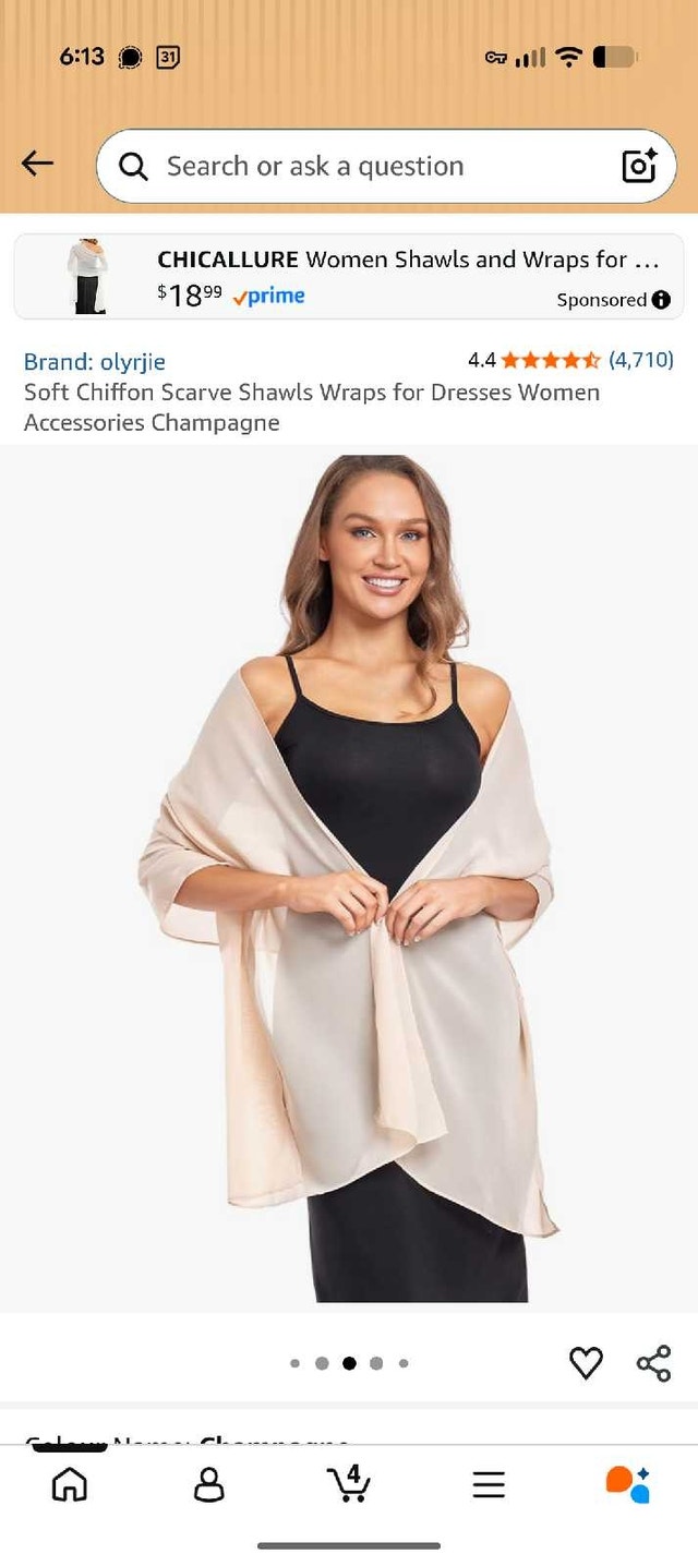Soft Chiffon Scarf in Champagne color - photo 4