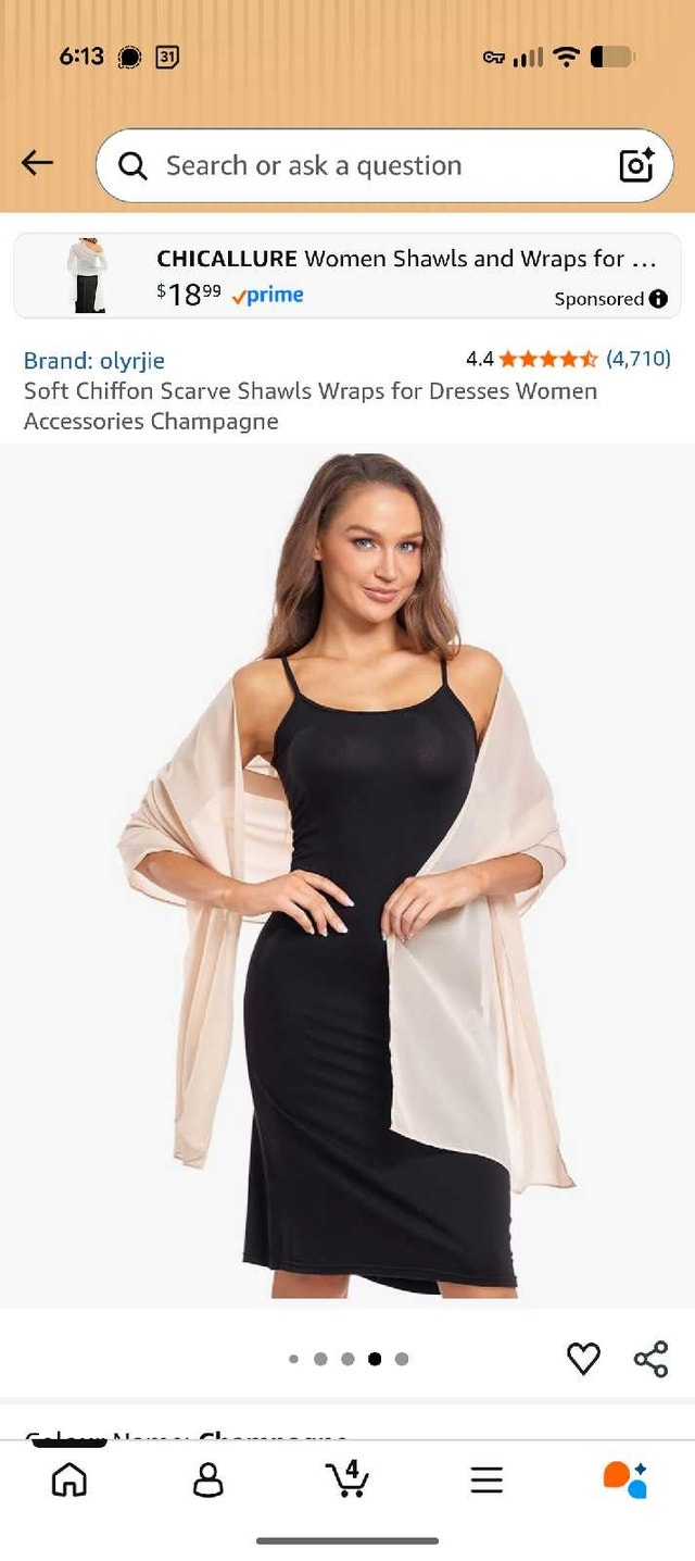 Soft Chiffon Scarf in Champagne color - photo 5