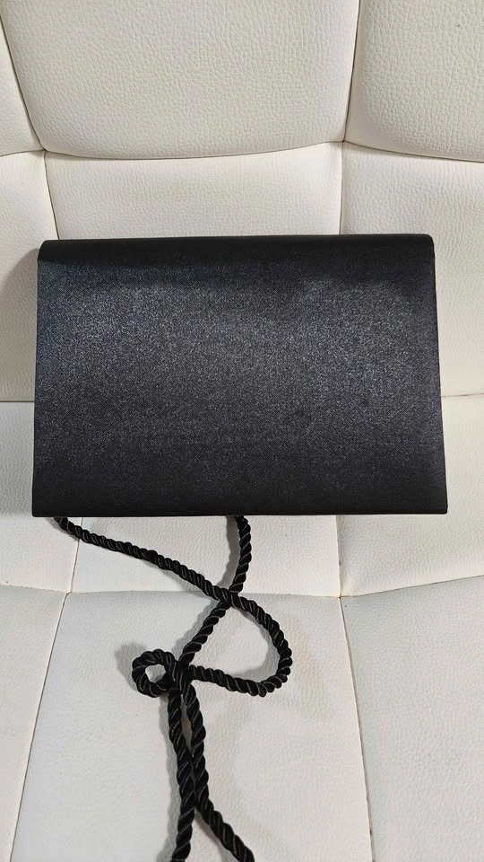 Black Clutch Bag with Strap and Beaded Design - photo 3