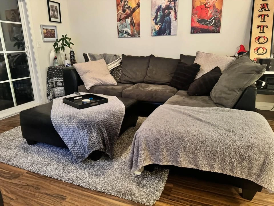 Faux Leather/Microfiber Two Piece Sectional