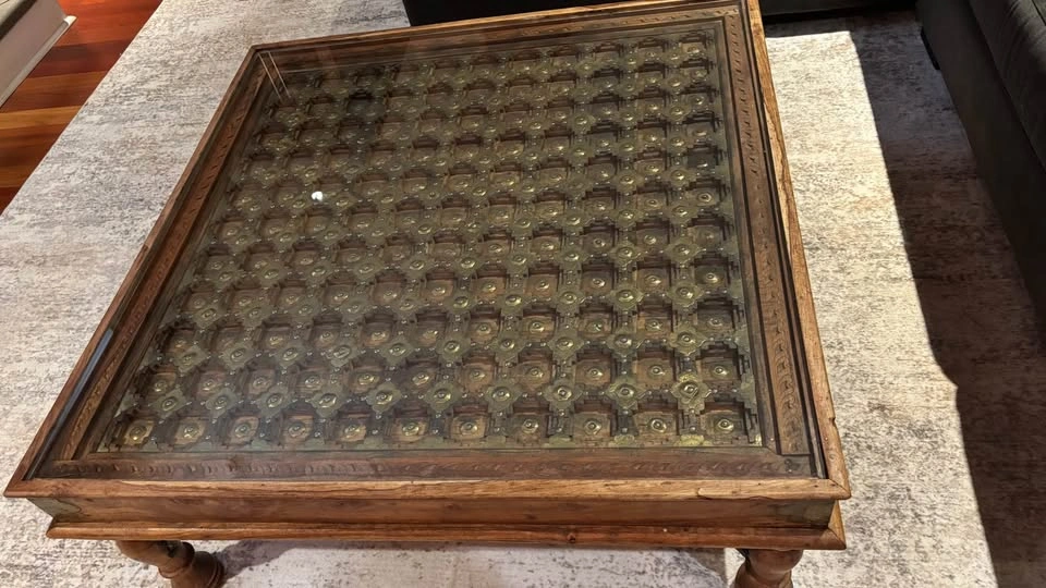 Square Hardwood Antique Coffee Table - photo 2