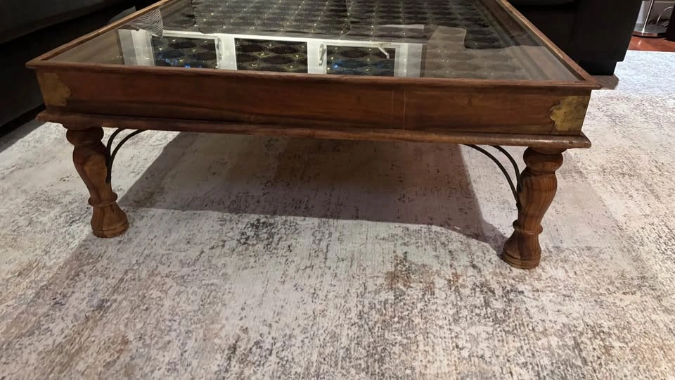 Square Hardwood Antique Coffee Table - photo 3