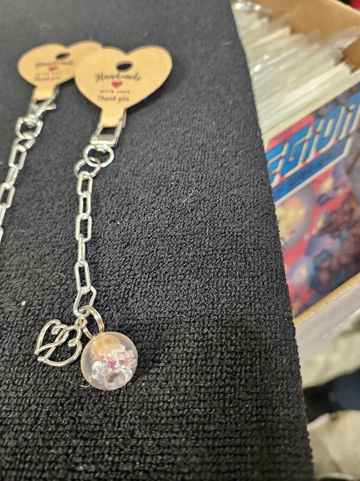 Handmade Heart & Colorful Sphere Charm Keychain