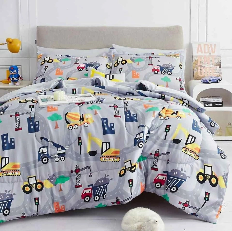 Mooreeke 6pc Twin Excavator Kids Bedding Set - New