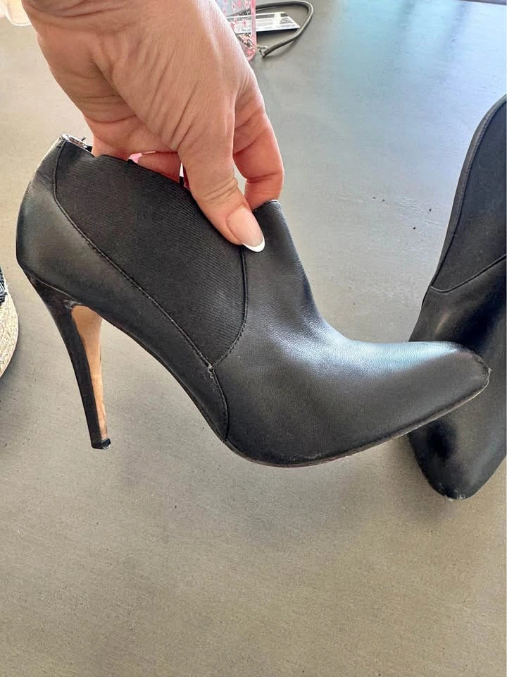 Black high heel ankle boots