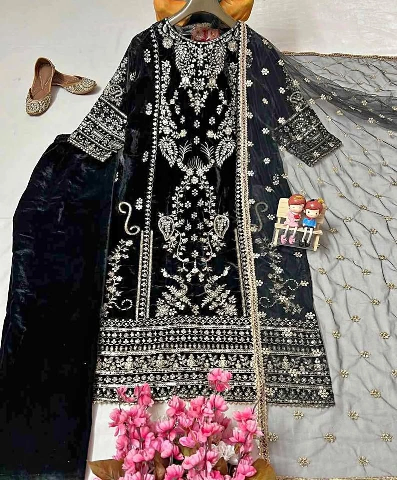 Velvet Kurti Pants Set