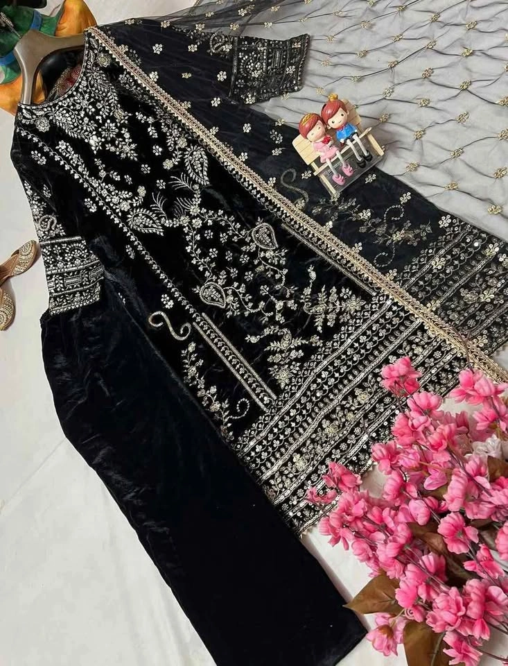 Velvet Kurti Pants Set - photo 2
