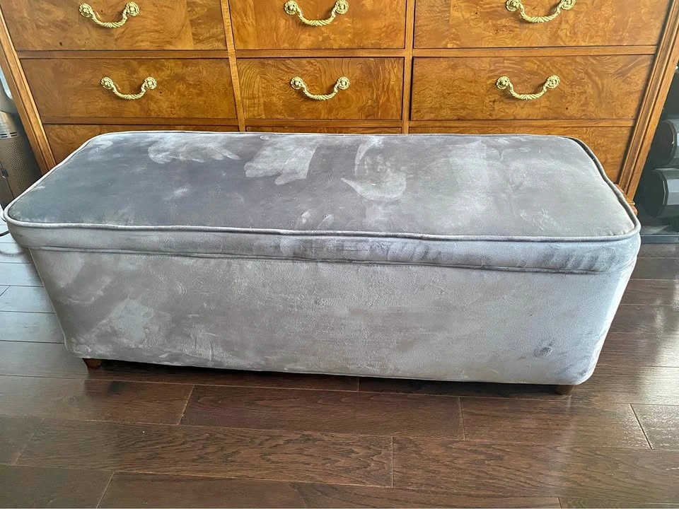 Grey Velvet Storage Bench
