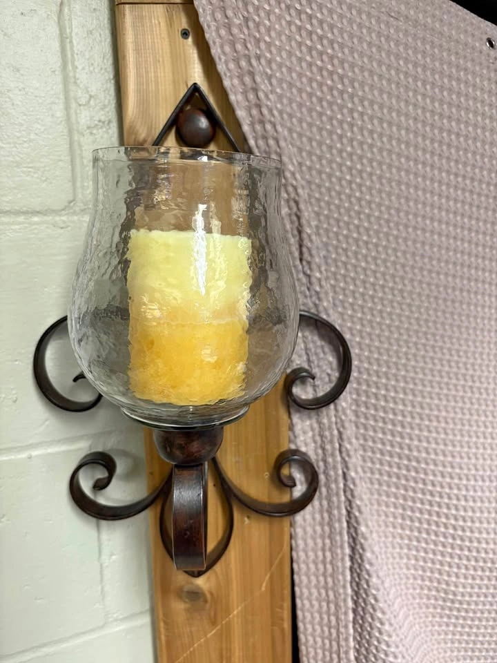 Beautiful Large Hurricane Glass & Metal Wall Lantern