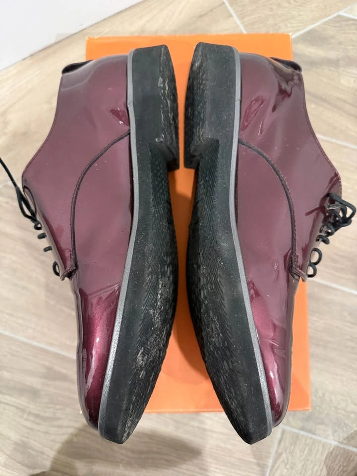 AGL Italy Leombruni Plum Patent Leather Oxfords Size 37.5 (US 7. - photo 2