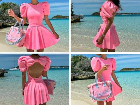 NWT Rare Barbie Pink Swimsuit+Skirt Set from Korea sz Small-Slim