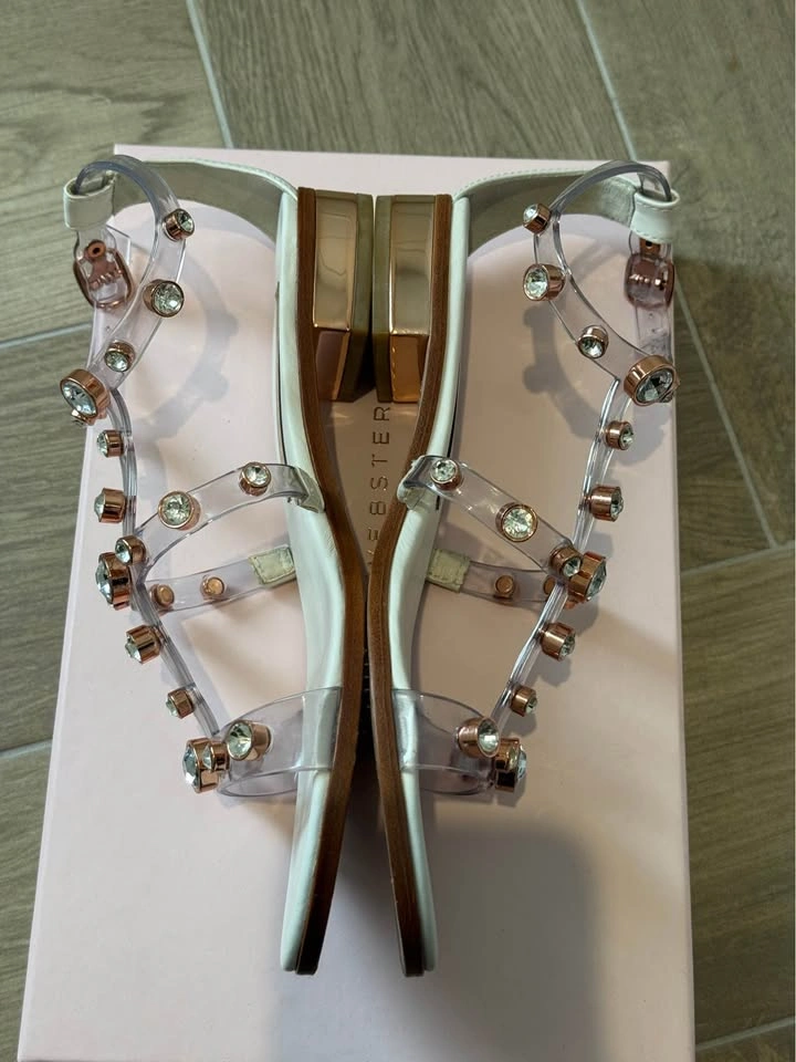 Sophia Webster Dina Crystal Clear Flat Sandals White/Rose Gold S - photo 3