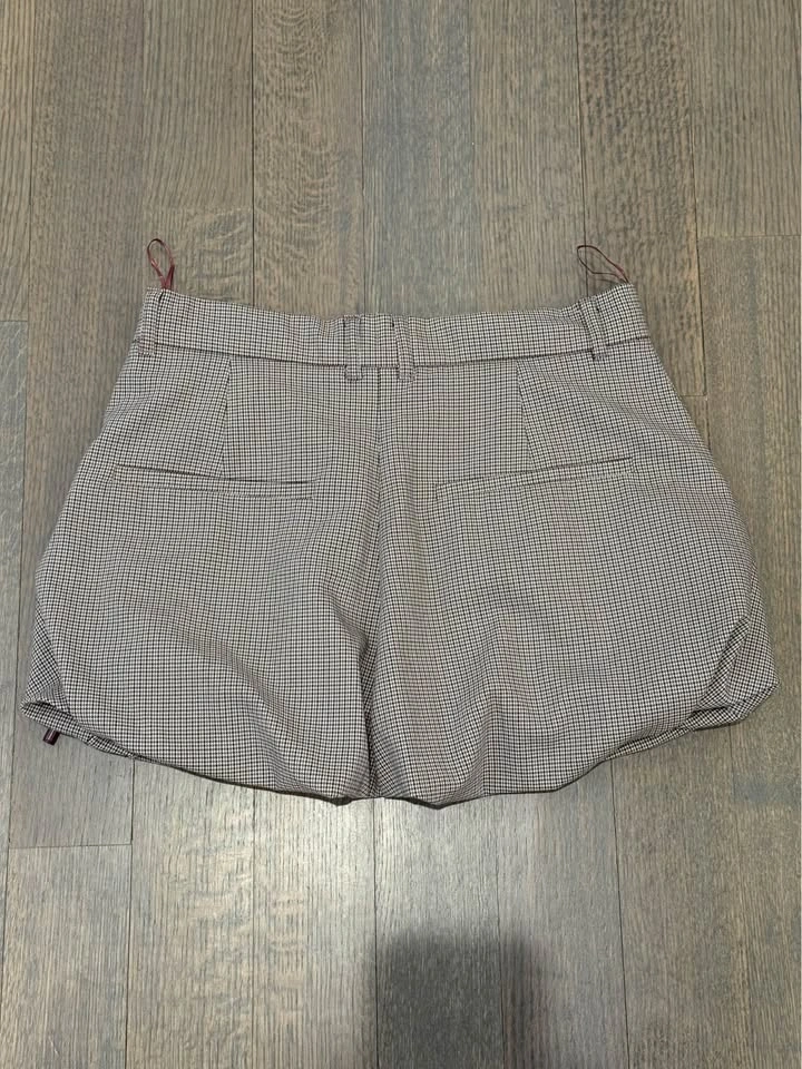 Zara Plaid Houndstooth Bubble Hem Mini Skirt Drawstring XS - photo 4
