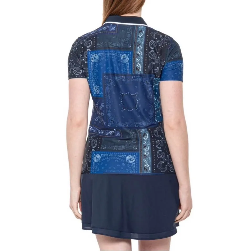 NWT G/FORE Women's Blue Bandana Patchwork Polo Shirt S Small - photo 2