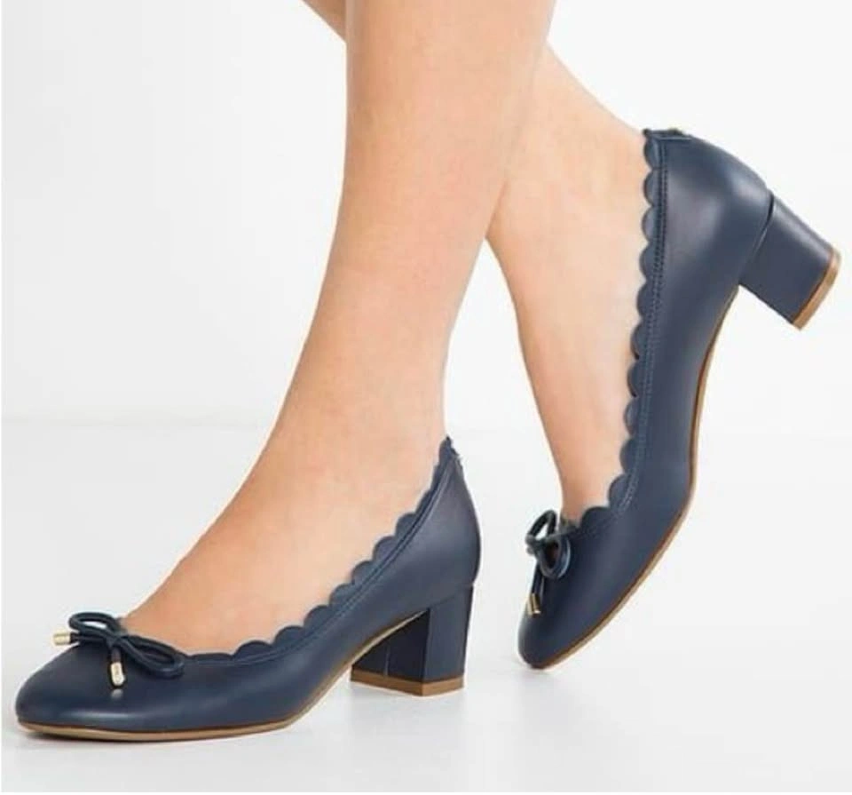 NIB Kate Spade Navy Scalloped Block Heel Pumps 7.5M - photo 4