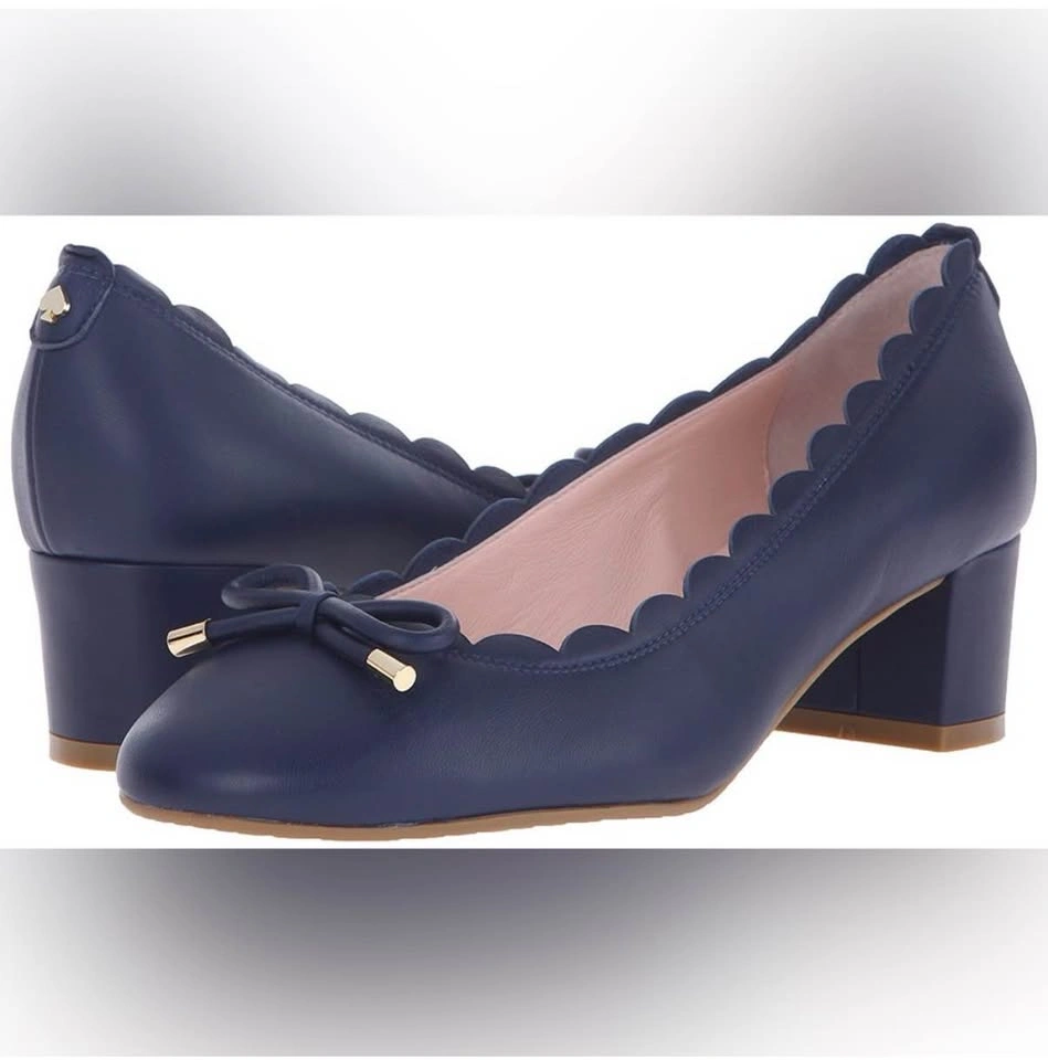 NIB Kate Spade Navy Scalloped Block Heel Pumps 7.5M - photo 5