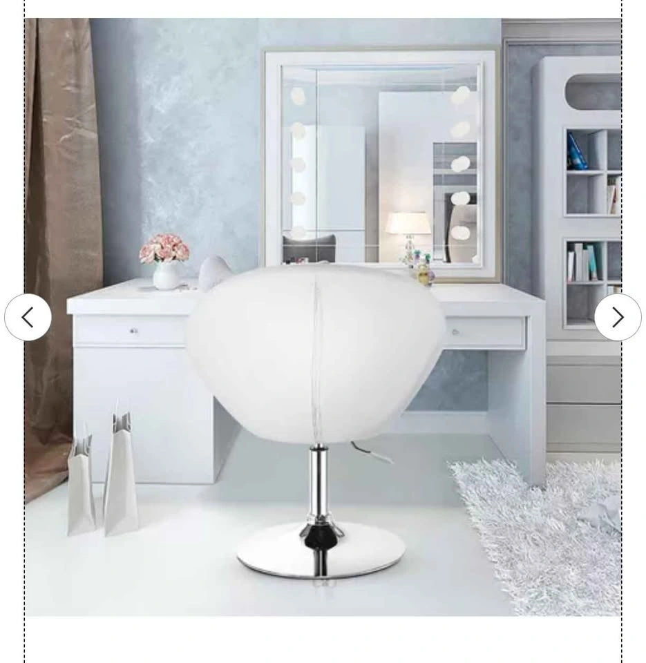 Modern Adjustable Swivel Chair PU Leather Metal Base 360°, White - photo 4