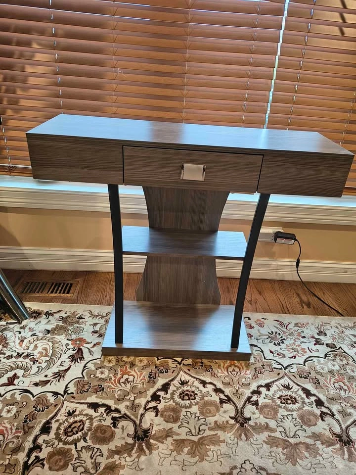 3-Tier Console Table with Shelves, Grey - photo 5