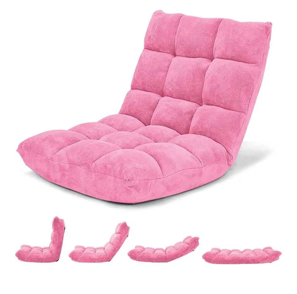 Folding Gaming Chair with Adjustable Positions, Pink