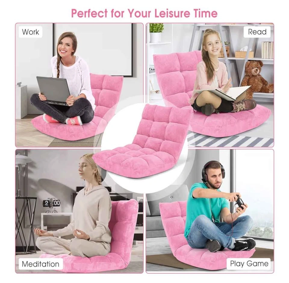 Folding Gaming Chair with Adjustable Positions, Pink - photo 4