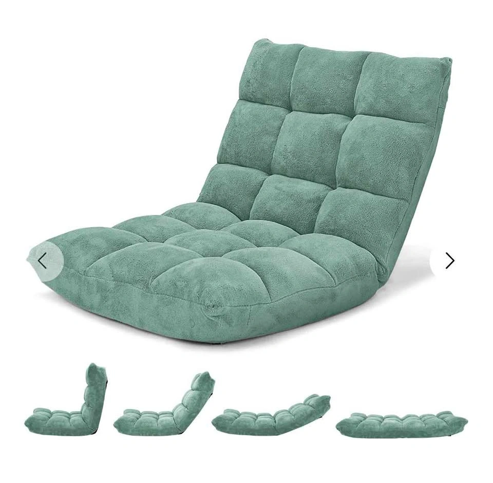 Folding Gaming Floor Chair with Back Support - Green