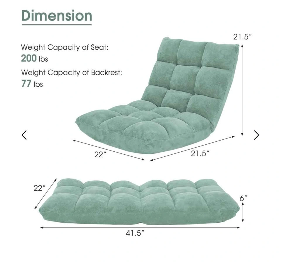 Folding Gaming Floor Chair with Back Support - Green - photo 2