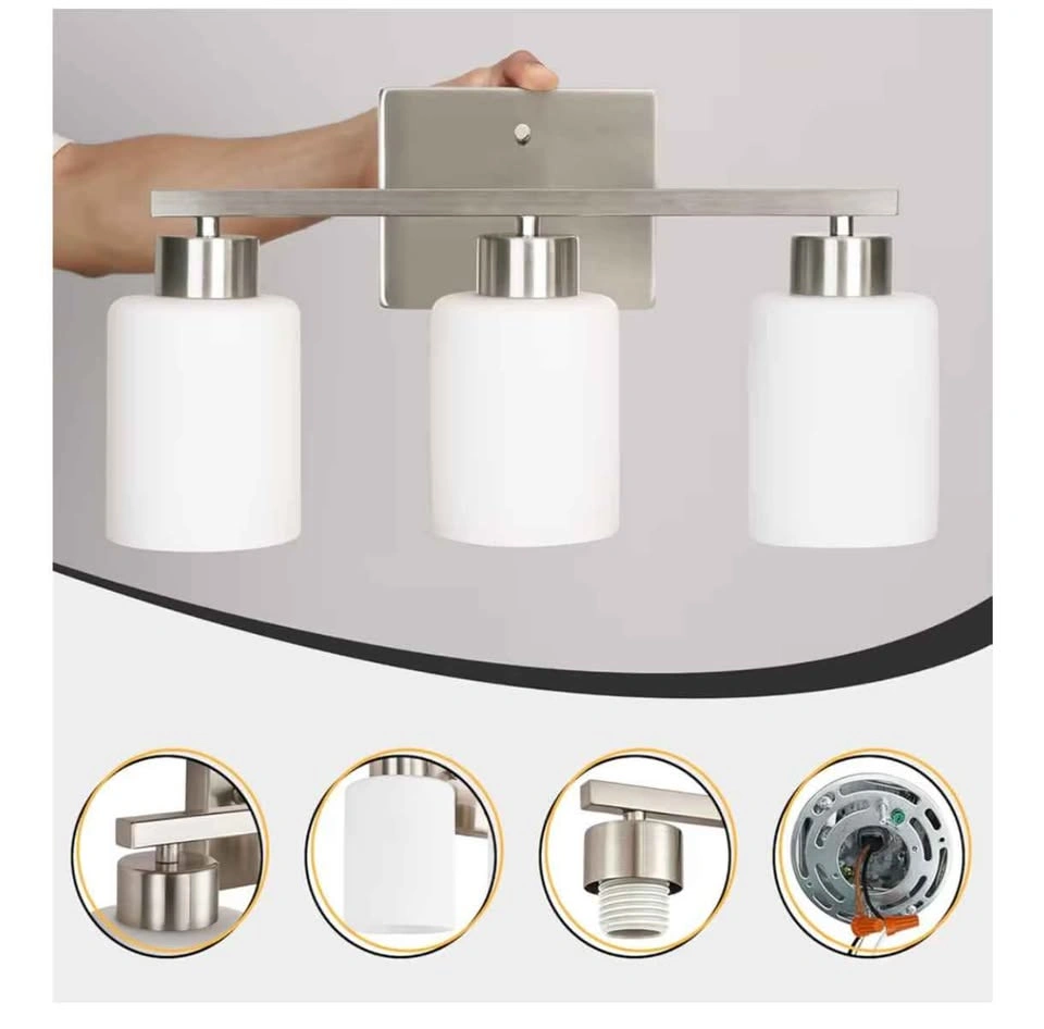 Brushed Nickel 3-Light Modern Vanity Light - photo 2