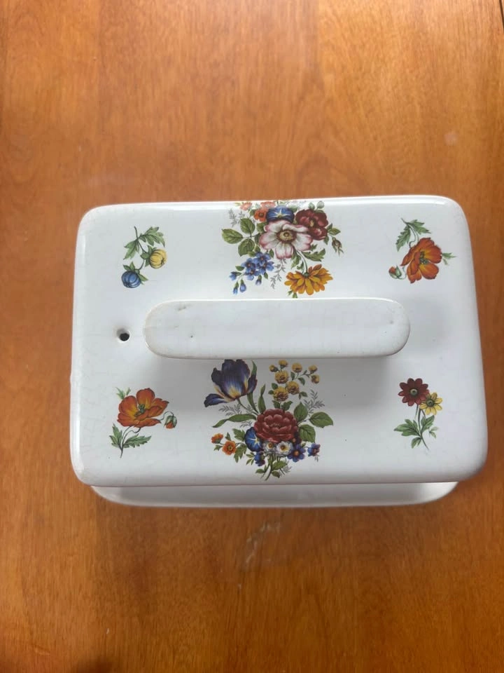 Vintage Floral Ceramic Butter Dish - photo 2
