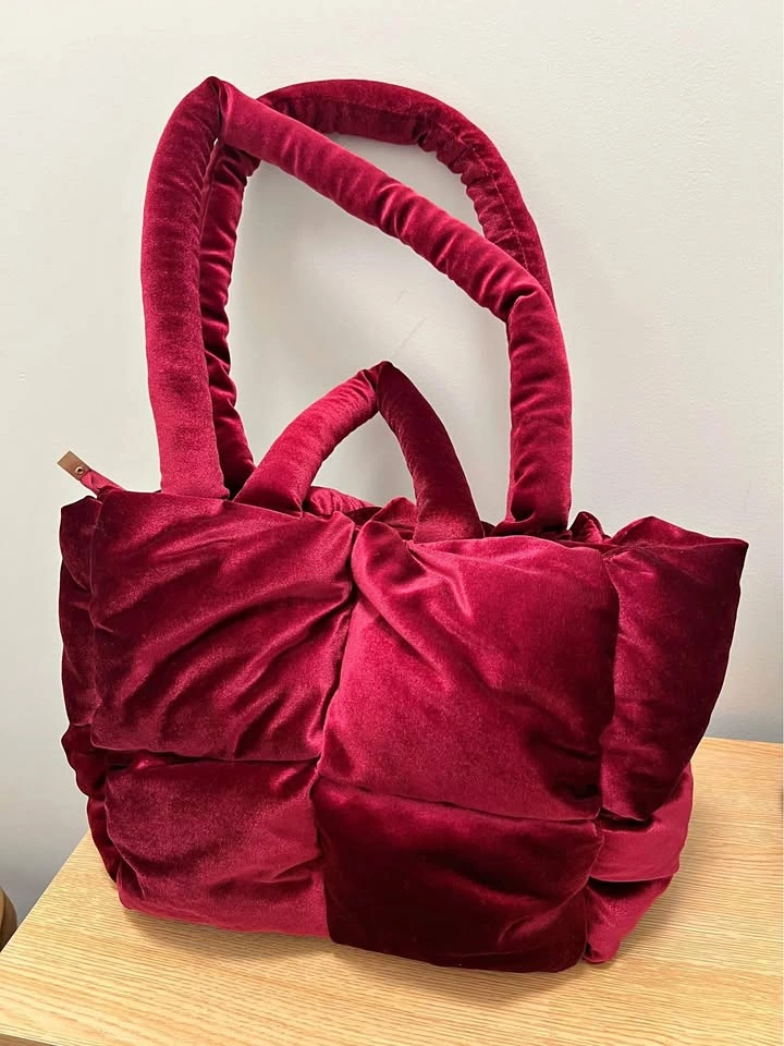 Elegant Plush Burgundy Velvet Tote Bag