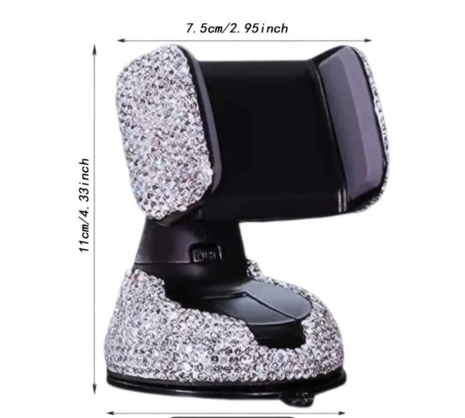 Shiny Diamond Car Phone Holder, Shockproof, Adjustable, 360° - photo 3