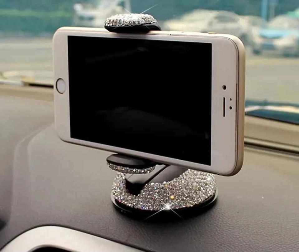 Shiny Diamond Car Phone Holder, Shockproof, Adjustable, 360° - photo 5