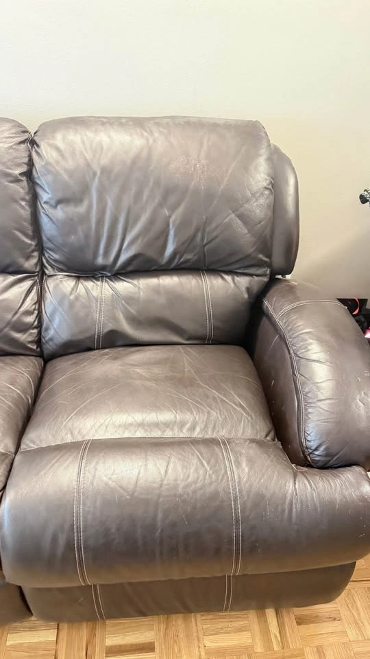 Dark Brown Leather Reclining couch - photo 2