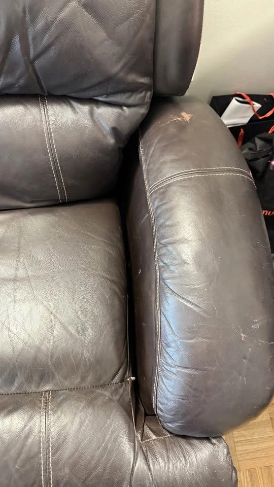 Dark Brown Leather Reclining couch - photo 3