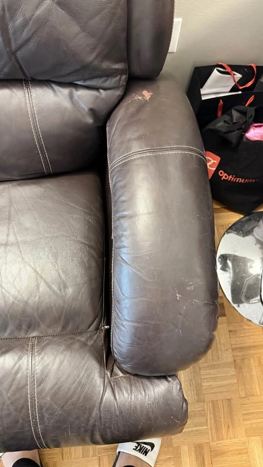 Dark Brown Leather Reclining couch - photo 4