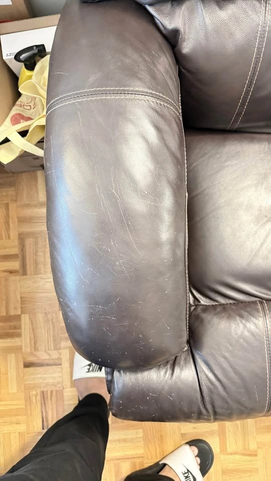 Dark Brown Leather Reclining couch - photo 5