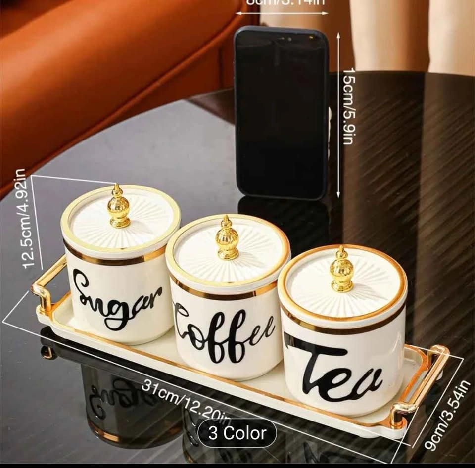 3pc Storage Jar Set with Tray - Kitchen/Living Room - photo 2