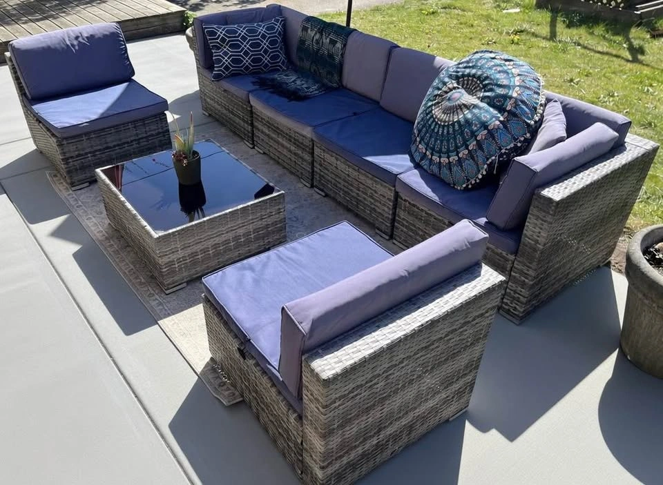 Large Outsunny Modular Outdoor Sectional + Coffee Table + Chairs - photo 2