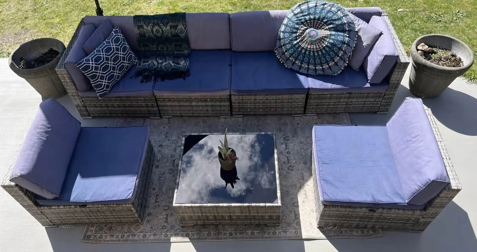 Large Outsunny Modular Outdoor Sectional + Coffee Table + Chairs - photo 3