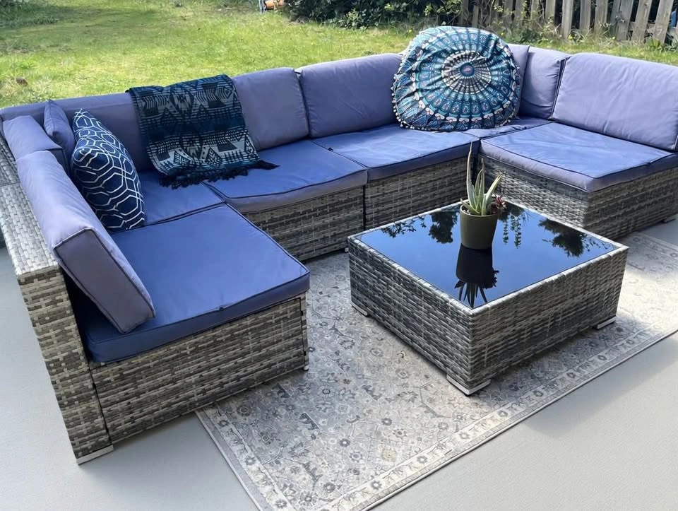 Large Outsunny Modular Outdoor Sectional + Coffee Table + Chairs - photo 4