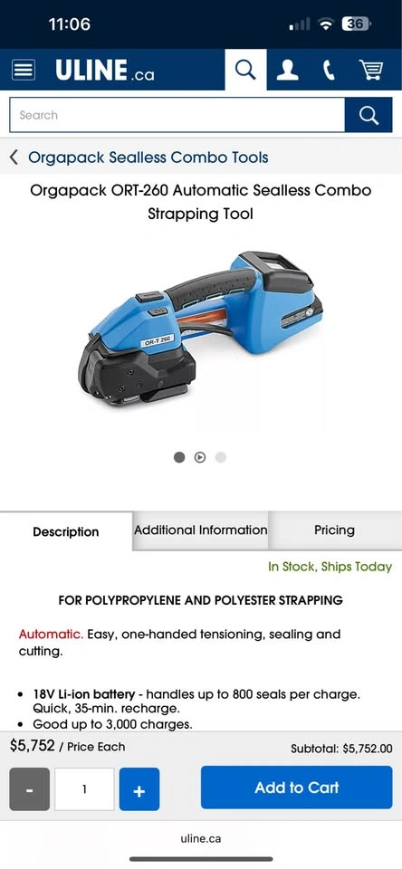 ORGAPACK OR-T 260 Strapping Tool with Bosch 18V Battery Charger - photo 5