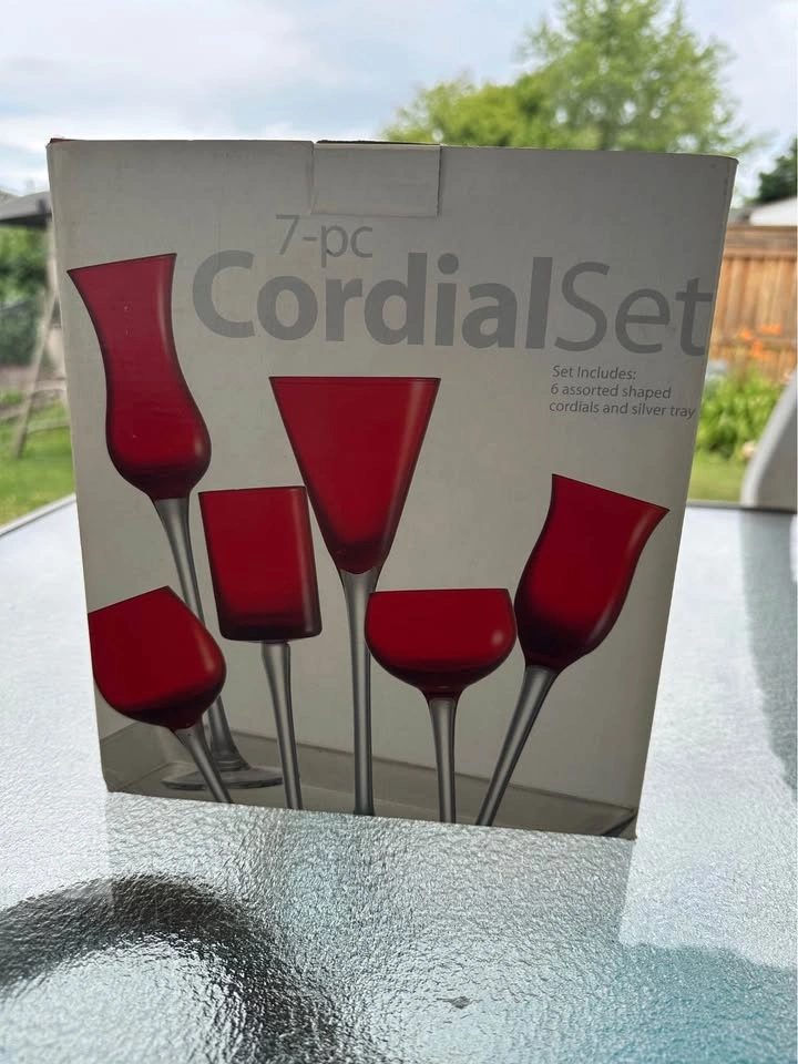 Cordial set with silver tray