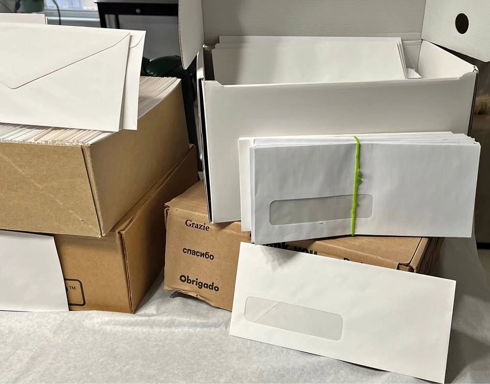 White envelopes different sizes