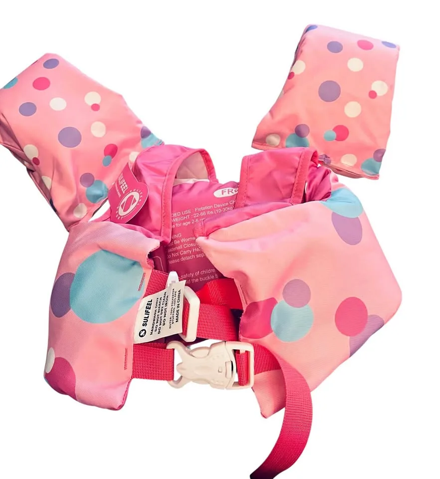 NEW Pink Polka Dot Girls Swim Vest Floatation Aid 22-66 lbs thumbnail