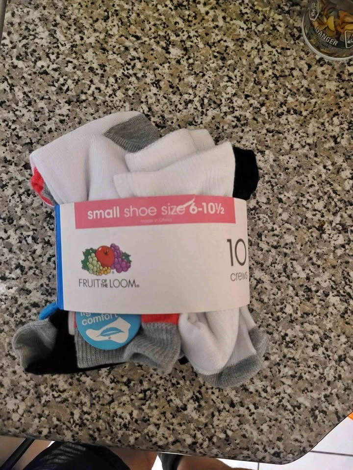Fruit of the Loom Girls Socks - Size 6-10 (10 Pack)