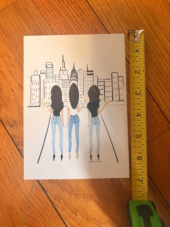 3 Brunettes Facing NYC Print - photo 2
