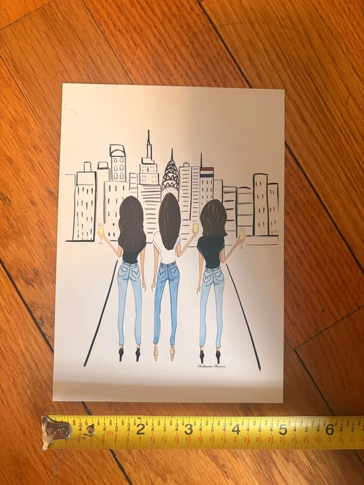 3 Brunettes Facing NYC Print - photo 3