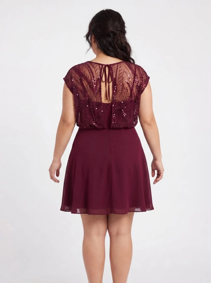 Brand New Burgundy Sequin Dress Size L - photo 2