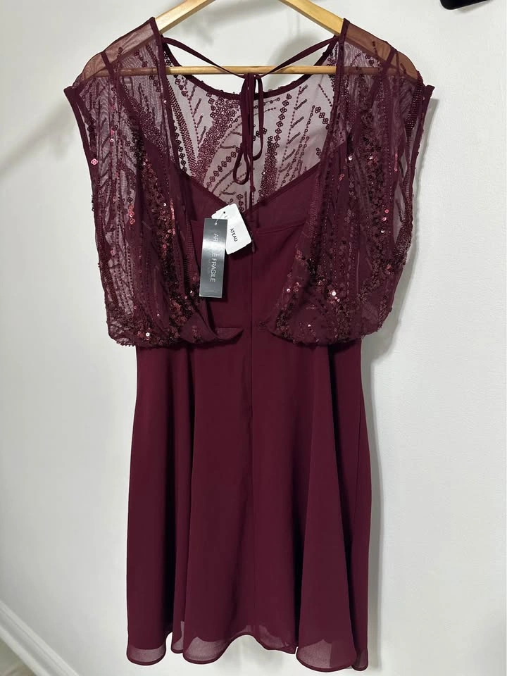 Brand New Burgundy Sequin Dress Size L - photo 5