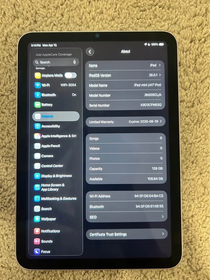 Apple iPad Mini 7 128GB Purple - photo 3